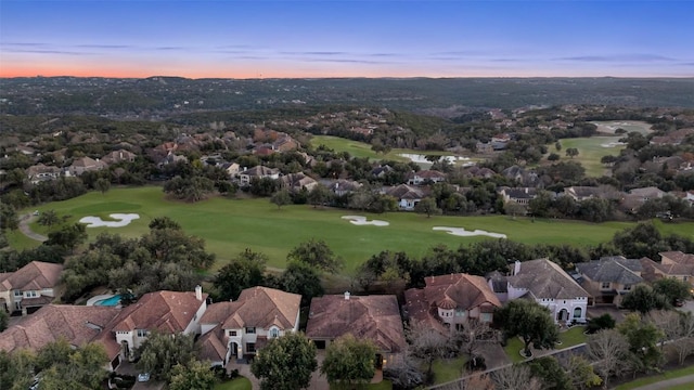 view of aerial view at dusk