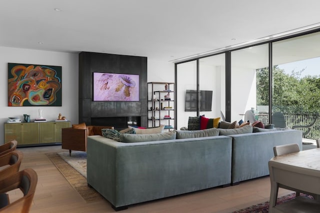 living room with hardwood / wood-style floors