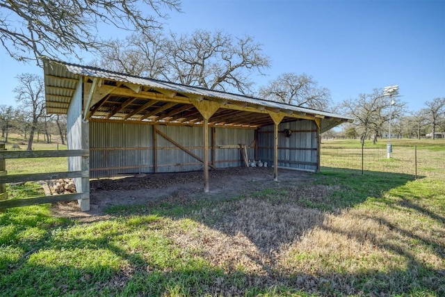 view of outdoor structure with a yard