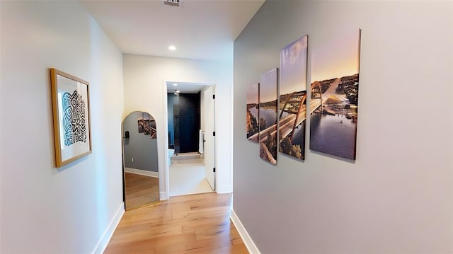 corridor featuring light hardwood / wood-style flooring