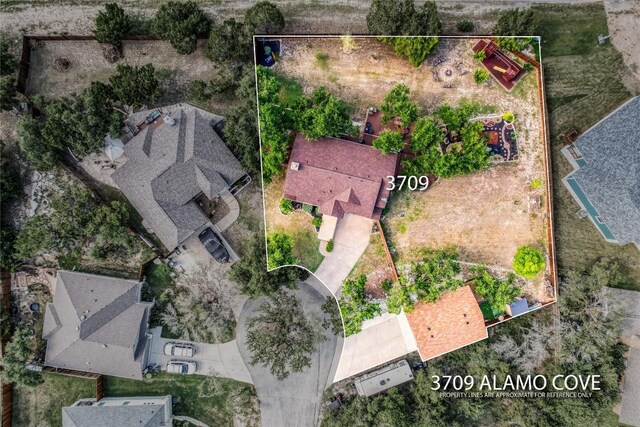 3709 Alamo Cv, Lago Vista, TX 78645 - aerial overview of property's location with property parcel outlined