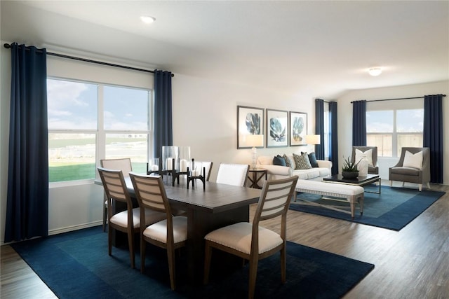 dining area with dark hardwood / wood-style floors