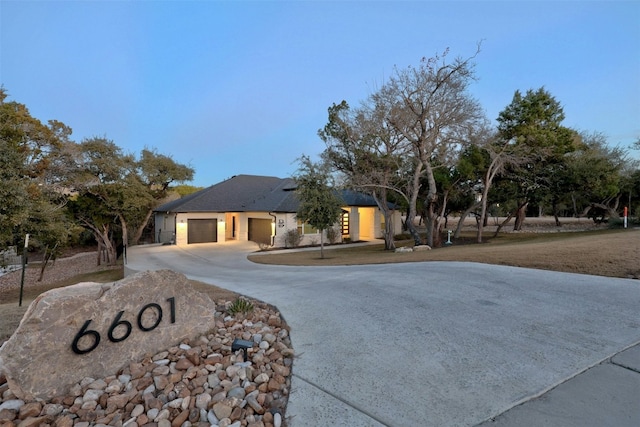 view of front of house with a garage