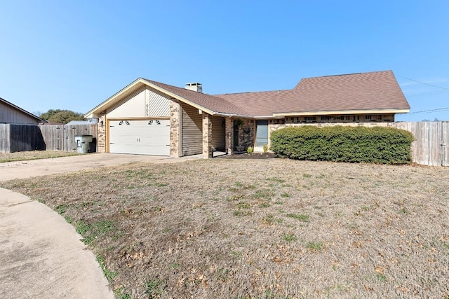 single story home with a garage