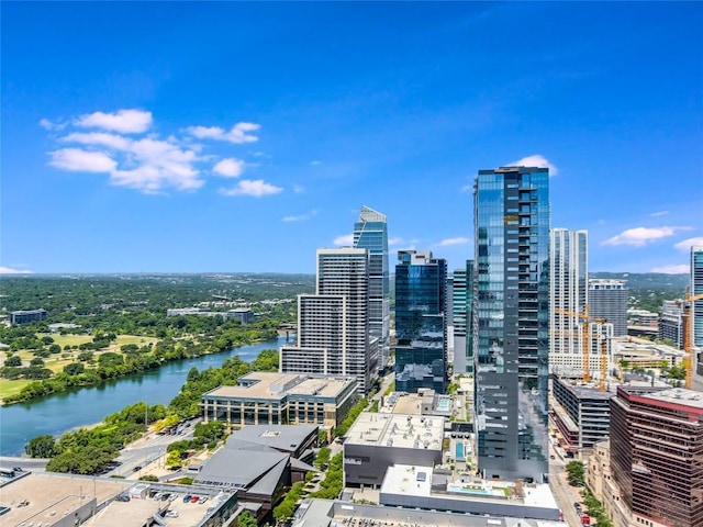 view of city with a water view