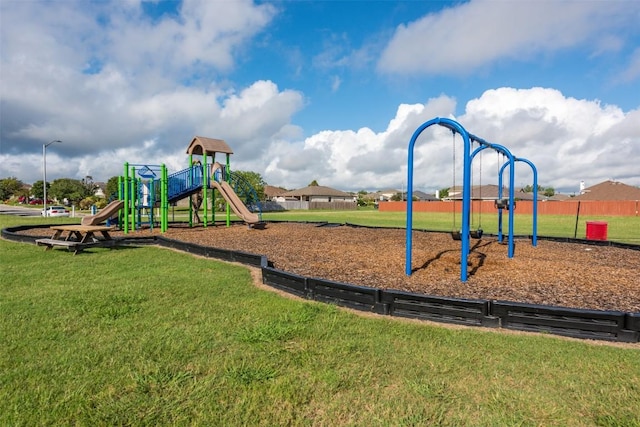 view of play area with a lawn