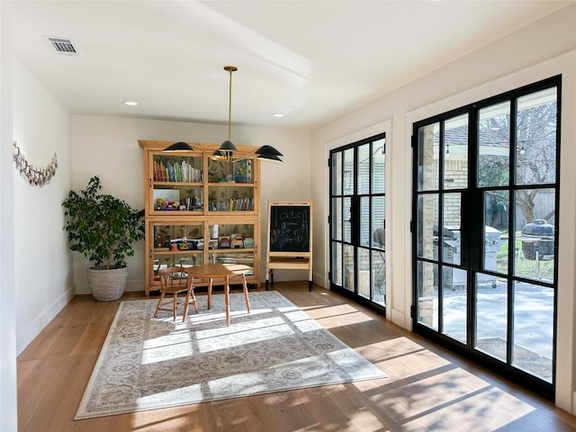 entryway with hardwood / wood-style floors