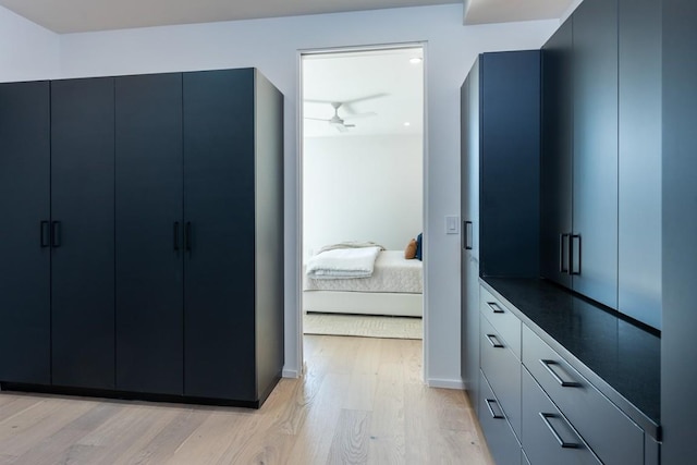 bedroom with light hardwood / wood-style floors