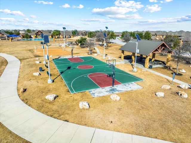 view of sport court with a gazebo