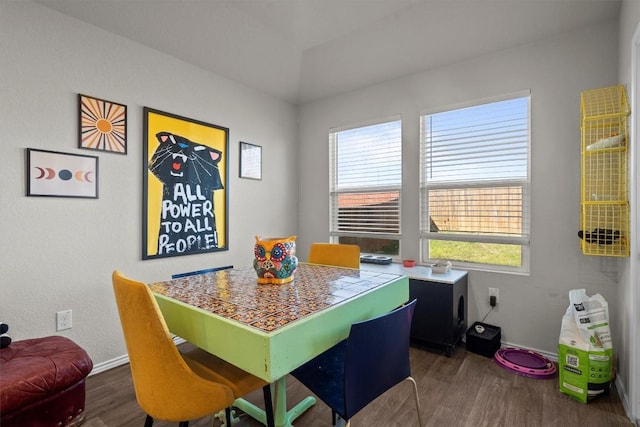 dining room with dark wood-type flooring