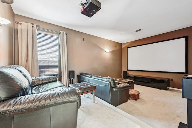 view of carpeted home theater room