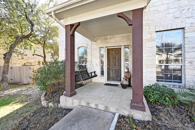 12304 Aralia Ridge Dr, Austin, TX 78739 - doorway to property with stone siding