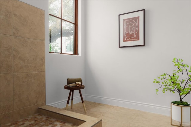 bathroom with tile patterned flooring