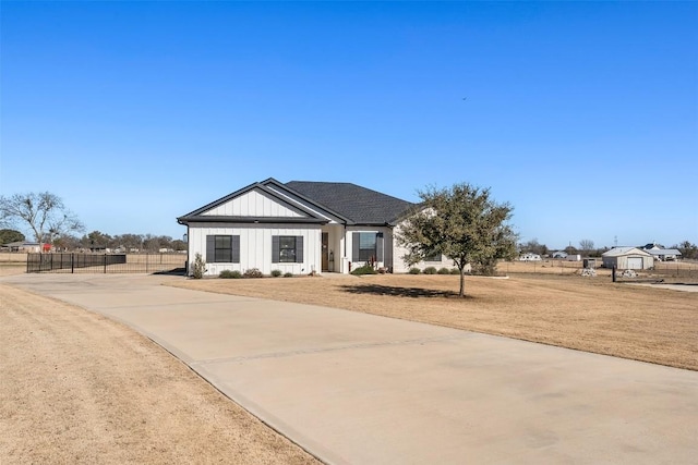 view of modern inspired farmhouse