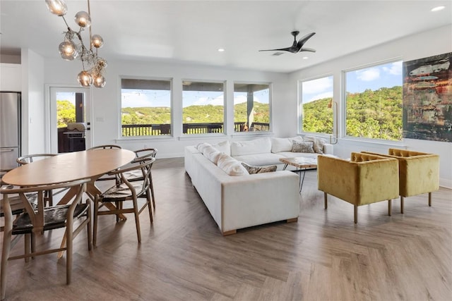 6200 Valleyview Dr, Lago Vista, TX 78645 - living area with plenty of natural light, recessed lighting, and ceiling fan