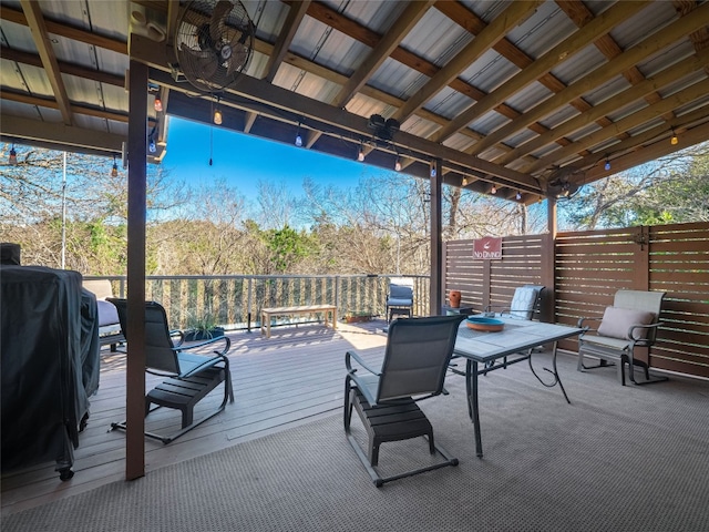 view of patio / terrace featuring area for grilling and a deck