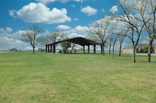 view of community featuring a yard and a gazebo