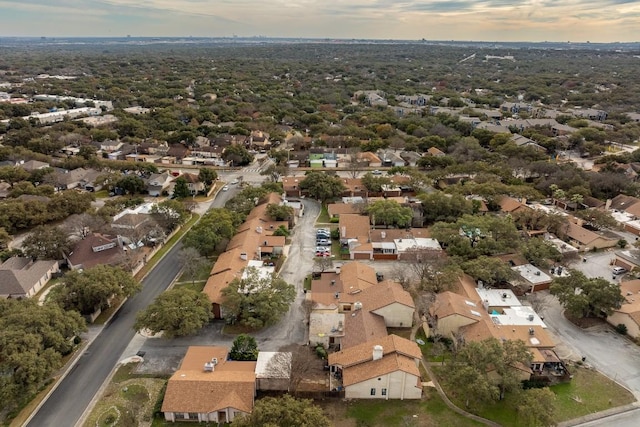 view of aerial view at dusk