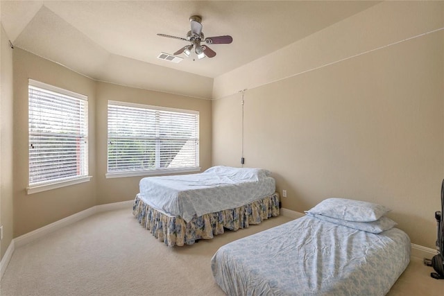 bedroom with carpet flooring and ceiling fan