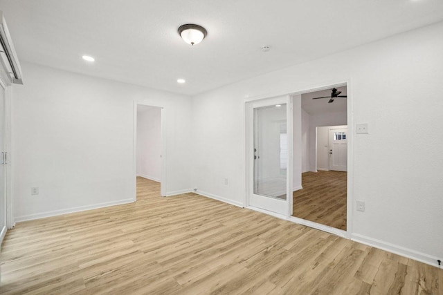 6009 Glen Meadow Dr, Austin, TX 78745 - spare room with light wood finished floors, recessed lighting, and a ceiling fan