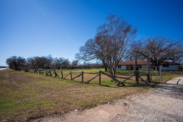 view of yard with a rural view