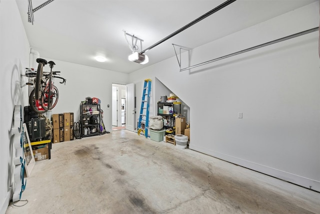 garage with a garage door opener