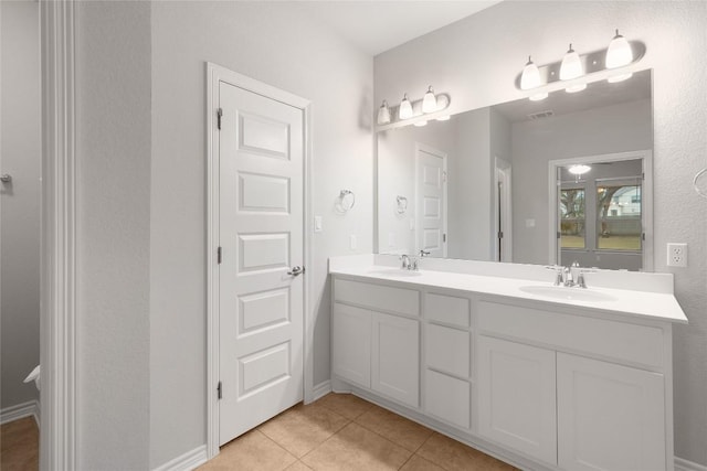 bathroom featuring tile patterned floors and vanity