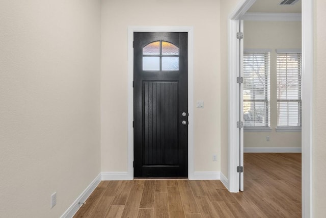 foyer entrance with a healthy amount of sunlight and light wood-type flooring