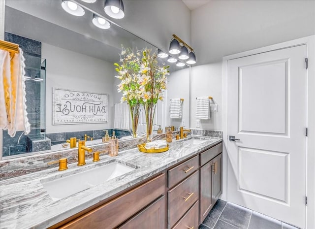 bathroom featuring vanity and tile patterned floors