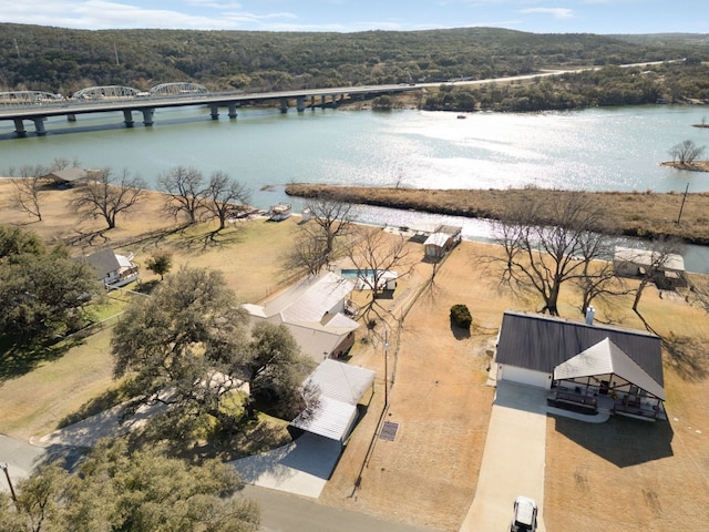 bird's eye view featuring a water view