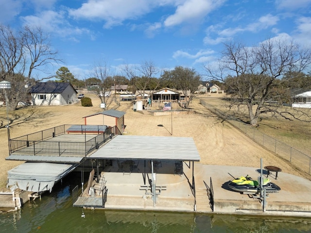 dock area featuring a water view