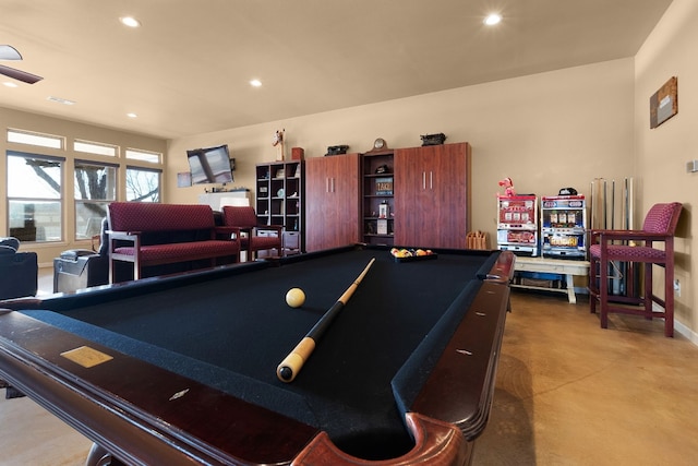 rec room with billiards