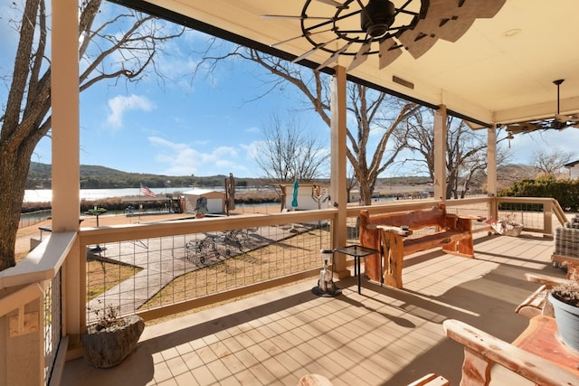 view of patio / terrace featuring ceiling fan