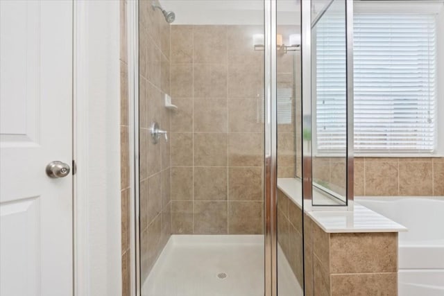 bathroom with plus walk in shower