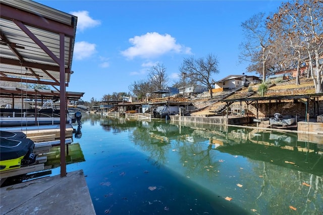 dock area featuring a water view