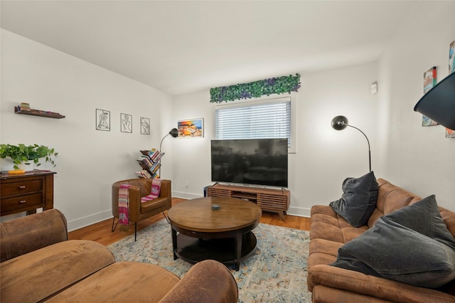 living room with light wood-type flooring