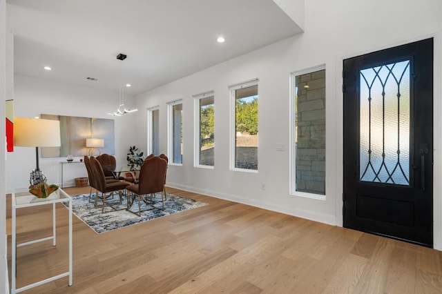 entrance foyer with light wood-type flooring