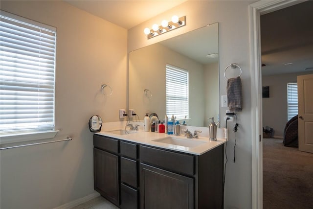 bathroom with a healthy amount of sunlight and vanity