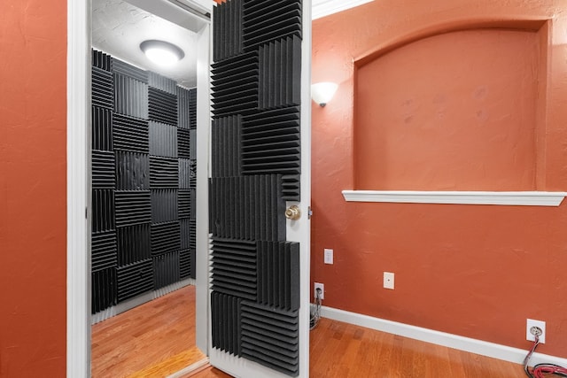 interior details with baseboards and wood finished floors