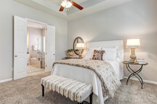 carpeted bedroom with ensuite bathroom