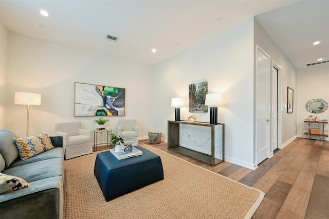 living room with hardwood / wood-style flooring