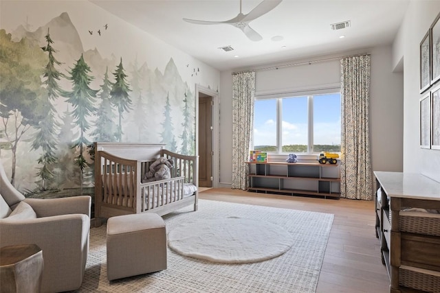 4901 Mirador Dr, Austin, TX 78735 - bedroom with wood finished floors, a ceiling fan, and recessed lighting