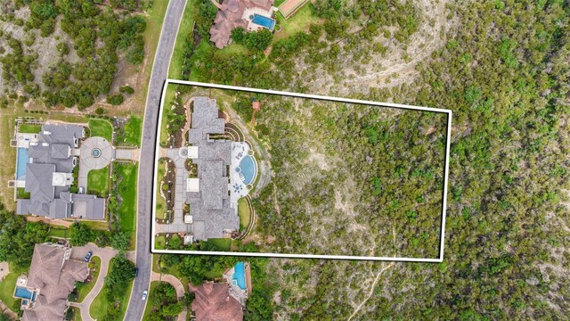 4901 Mirador Dr, Austin, TX 78735 - aerial overview of property's location featuring property boundaries highlighted