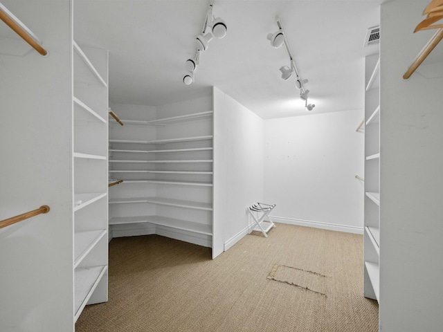 walk in closet with carpet flooring