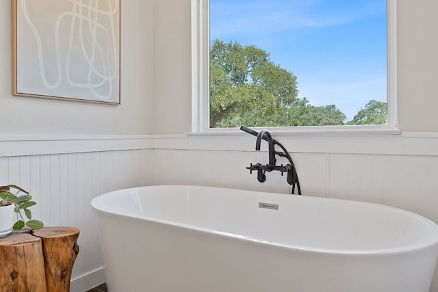 bathroom with a wealth of natural light and a bathtub