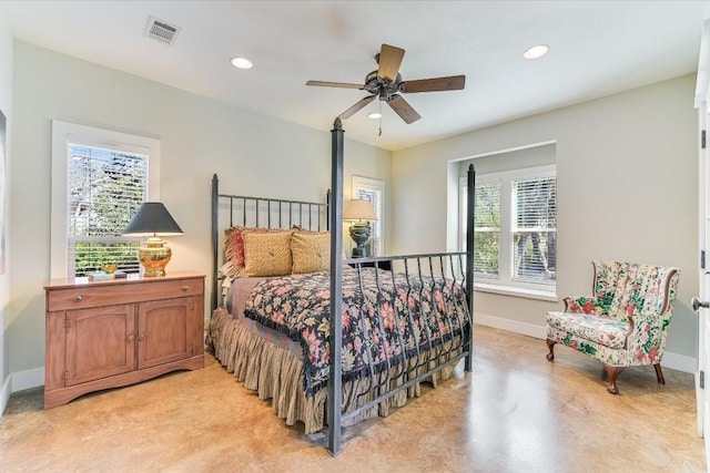 bedroom featuring ceiling fan