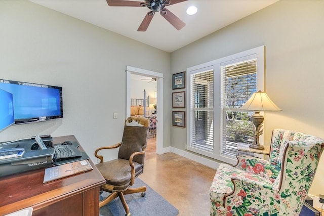 office featuring ceiling fan