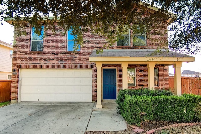 view of front property with a garage