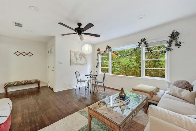 4025 Valley View Rd Unit 2, Austin, TX 78704 - living room featuring ceiling fan, wood finished floors, and recessed lighting
