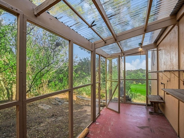 view of unfurnished sunroom